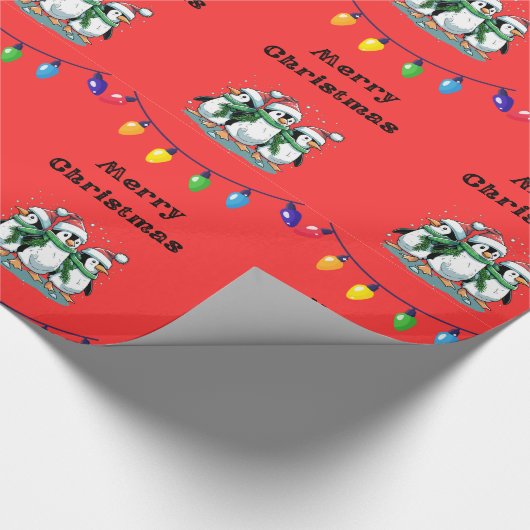 Pinguïn Kerstmis inpakpapier (Hoek)