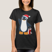 Pinguïn Kerstmis Kerstman hoed T-shirt (Voorkant)