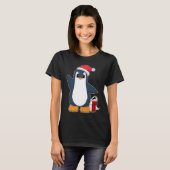 Pinguïn Kerstmis Kerstman hoed T-shirt (Voorkant volledig)