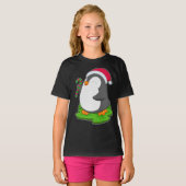 Pinguïn Kerstmis Kerstman hoed T-shirt (Voorkant volledig)