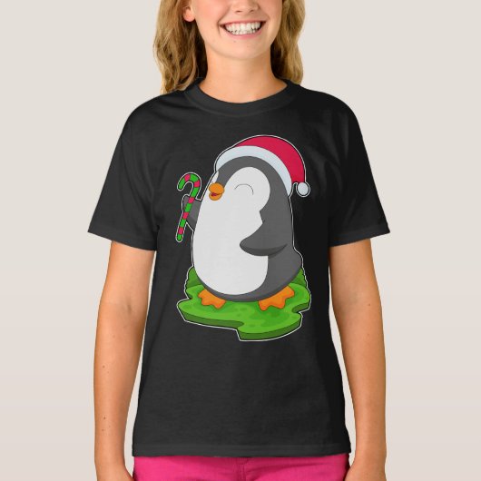 Pinguïn Kerstmis Kerstman hoed T-shirt (Voorkant)