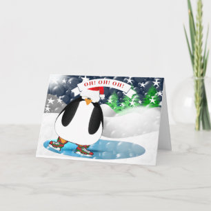 Pinguïn Kerstmis. Oh! Oh! Vrolijk kerstfeest! Feestdagen Kaart