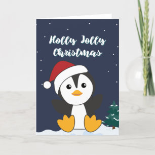 Pinguïn Kerstmis Sneeuw Winter Dieren Pinguïns Hol Feestdagen Kaart