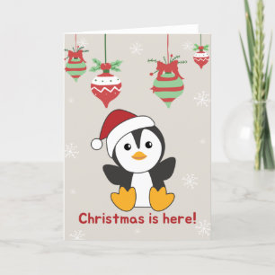 Pinguïn Kerstmis Sneeuw Winter Dieren Pinguïns Hol Feestdagen Kaart
