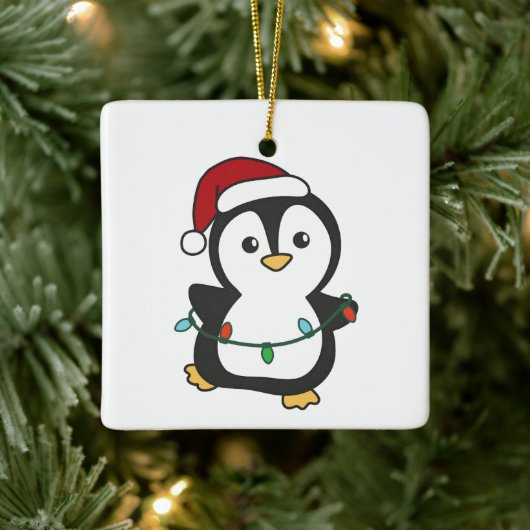 Pinguïn Kerstmis Winter Dieren Vakantie Pinguïns Keramisch Ornament (Boom)
