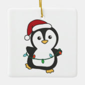 Pinguïn Kerstmis Winter Dieren Vakantie Pinguïns Keramisch Ornament (Voorkant)