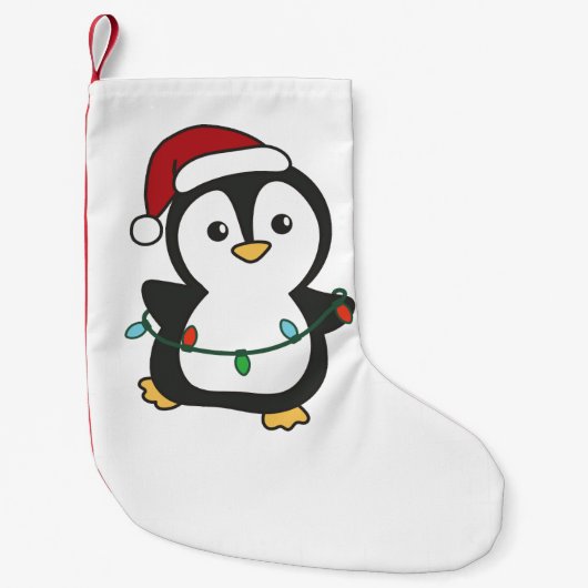 Pinguïn Kerstmis Winter Dieren Vakantie Pinguïns Kleine Kerstsok (Voorkant)