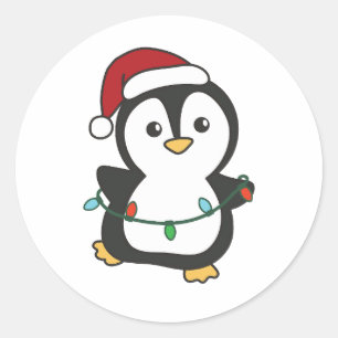 Pinguïn Kerstmis Winter Dieren Vakantie Pinguïns Ronde Sticker