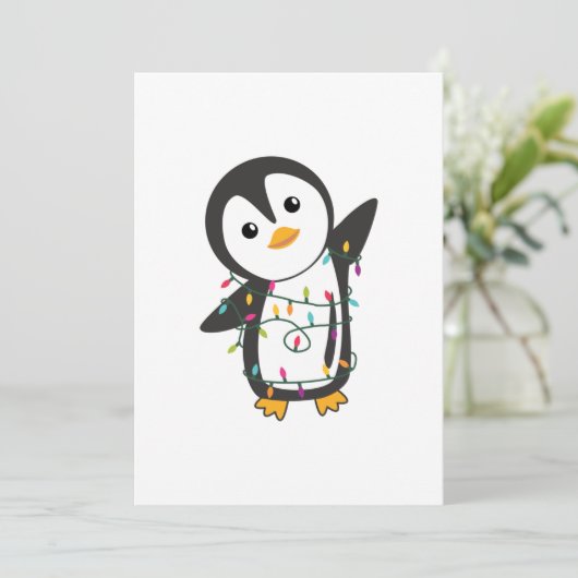Pinguïn kerstmis winterdieren pinguïn adu feestdagenkaart (Staand voorkant)