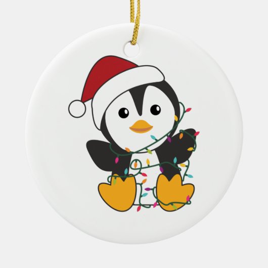 Pinguïn kerstmis winterdieren pinguïn adu keramisch ornament (Voorkant)