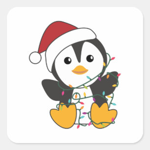Pinguïn kerstmis winterdieren pinguïn adu vierkante sticker