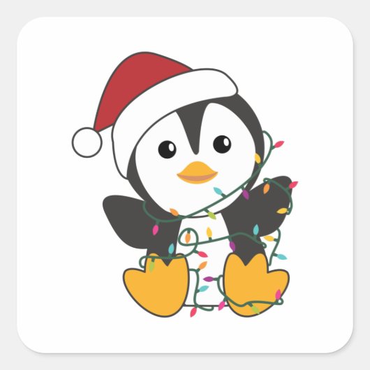 Pinguïn kerstmis winterdieren pinguïn adu vierkante sticker (Voorkant)