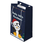 Pinguïn kerstmis winterpinguïn sma klein cadeauzakje (Achterkant Gekanteld)
