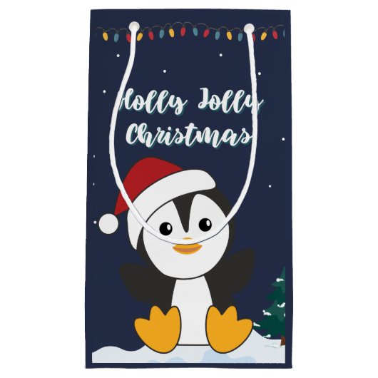 Pinguïn kerstmis winterpinguïn sma klein cadeauzakje (Voorkant)