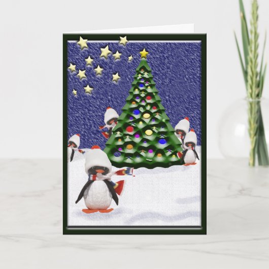 Pinguïn Kerstparadijs Feestdagen Kaart (Voorkant)