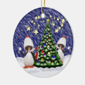 Pinguïn Kerstparadijs Keramisch Ornament (Links)