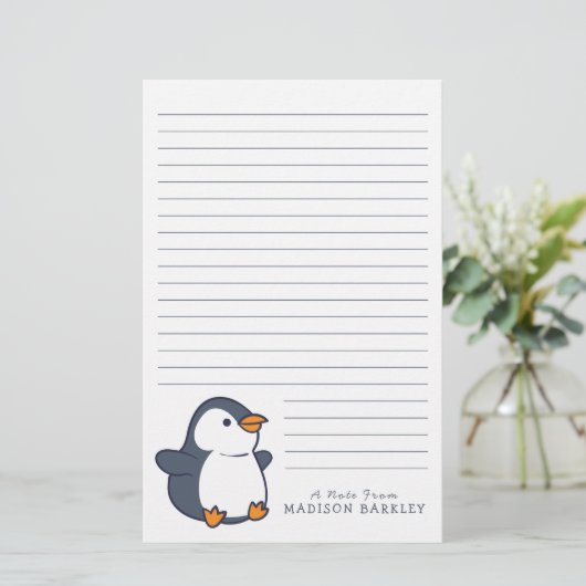 Pinguïn Kinderen Schattig Briefpapier (Staand voorkant)