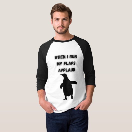 pinguïn klapt onfatsoenlijk ongemakkelijk toejuich t-shirt (Voorkant volledig)