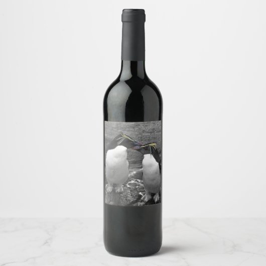 Pinguïn Kleurensplash Wijn Etiket (Voorkant)