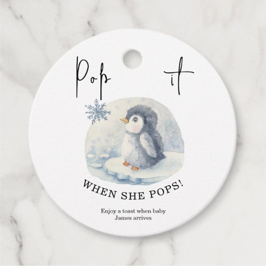 Pinguïn - knal het als zij baren bedankjes labels (Voorkant)