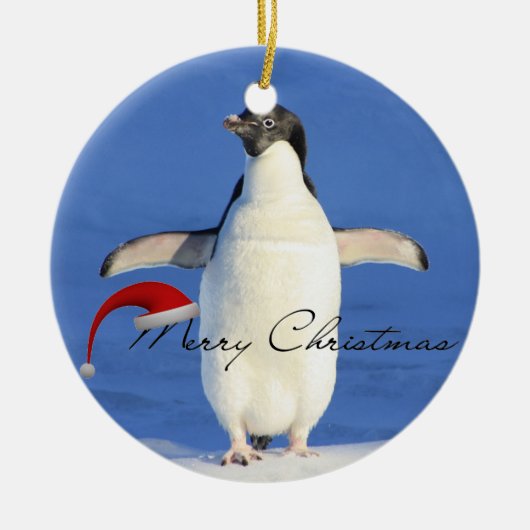 Pinguïn knuffel Kerstmis Keramisch Ornament (Voorkant)