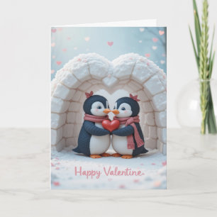 Pinguïn Knuffel Valentijnsdag Schattige Liefde Die Kaart