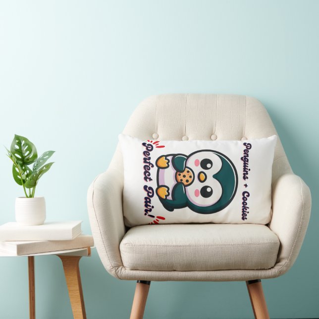 Pinguïn koekjes schattige cartoon karakter snacken kussen (Stoel)