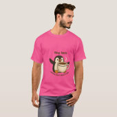 Pinguïn Koffie Waarschuwing T-shirt (Voorkant volledig)