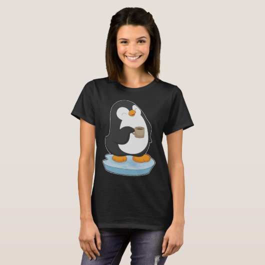 Pinguïn koffiekopje t-shirt (Voorkant volledig)