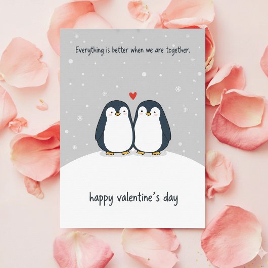 Pinguïn Koppel Liefde Kaart Cute Valentijn Cadeau