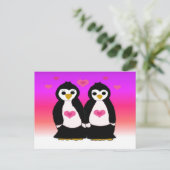 Pinguïn Koppel met Hartjes Briefkaart (Staand voorkant)