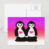 Pinguïn Koppel met Hartjes Briefkaart (Voorkant / Achterkant)