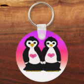 Pinguïn Koppel met Hartjes Sleutelhanger (Voorkant)