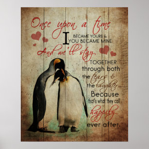 Pinguïn koppels eenmaal op een Huwelijkscadeaus Poster