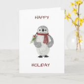 PINGUÏN KRIJGT KERSTKAART MET KERSTWENS KAART (Gele Bloem)