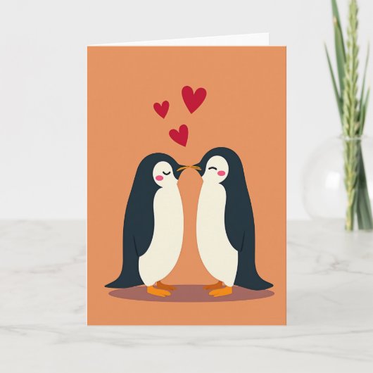 Pinguïn Kus Paar Liefde Kaart (Voorkant)