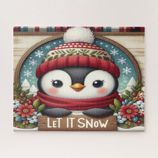 Pinguïn Laat het Sneeuwen Legpuzzel (Horizontaal)