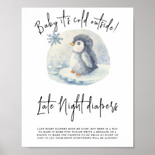 Pinguïn - Late Night luiers Poster