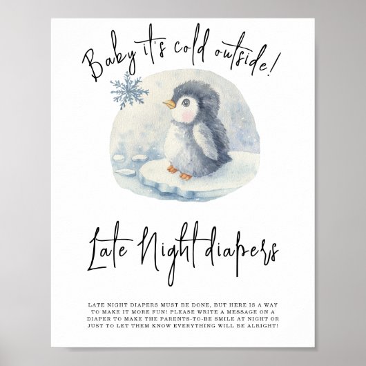 Pinguïn - Late Night luiers Poster (Voorkant)