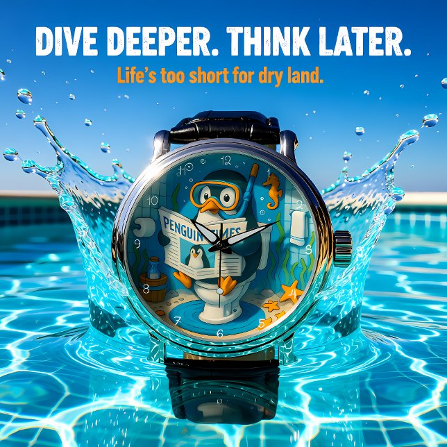 Pinguïn leest krant onder water horloge (Creator heeft geüpload)