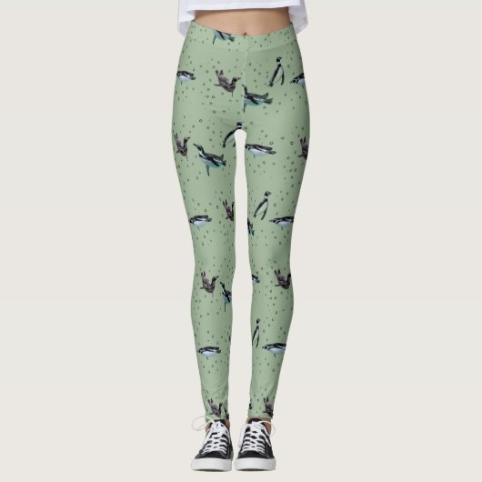 Pinguïn Leggings met Bellen (Lichtgroen) (Voorkant)