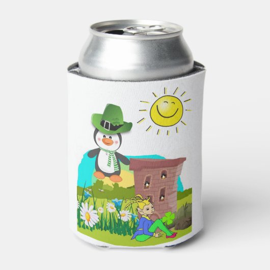 pinguïn leprechaun , de dag van de gelukkige st .  blikjeskoeler (Blikje Voorkant)