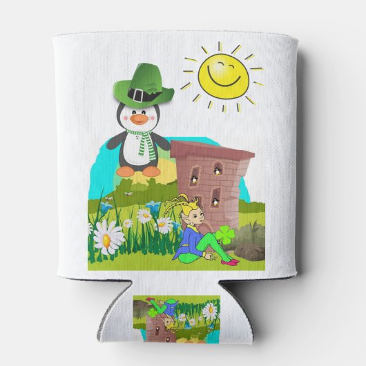 pinguïn leprechaun , de dag van de gelukkige st .  blikjeskoeler (Achterkant)