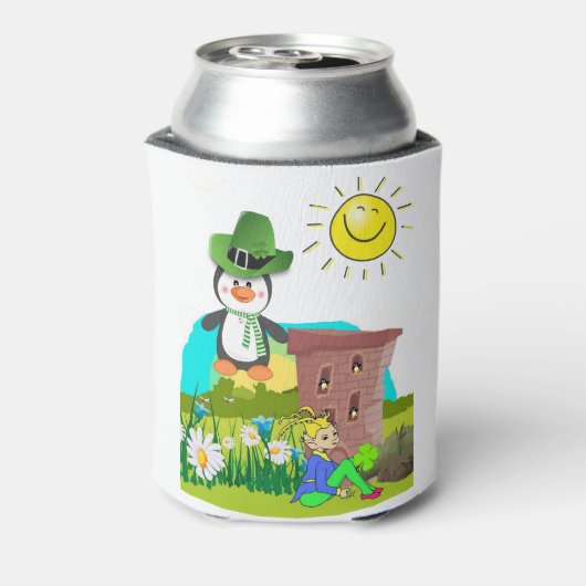pinguïn leprechaun , de dag van de gelukkige st .  blikjeskoeler (Blikje Achterkant)