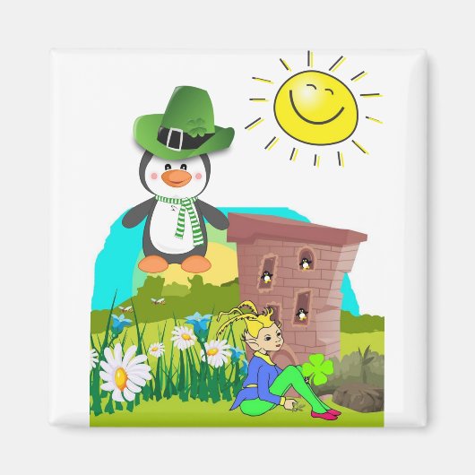 pinguïn leprechaun , de dag van de gelukkige st .  magneet (Voorkant)