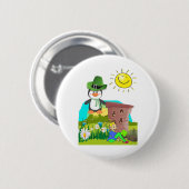 pinguïn leprechaun , de dag van de gelukkige st .  ronde button 5,7 cm (Voorkant /achterkant)