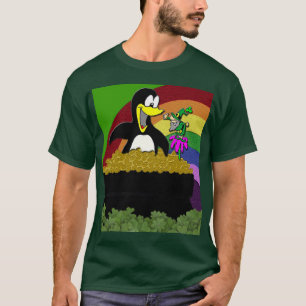 Pinguïn, Leprechaun, Goud en Regenboog T-shirt