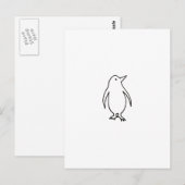Pinguïn - leuke, eenvoudige, nieuwe tekenkunst briefkaart (Voorkant / Achterkant)