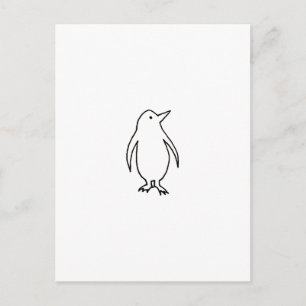 Pinguïn - leuke, eenvoudige, nieuwe tekenkunst briefkaart