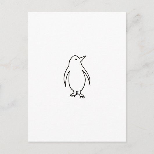 Pinguïn - leuke, eenvoudige, nieuwe tekenkunst briefkaart (Voorkant)